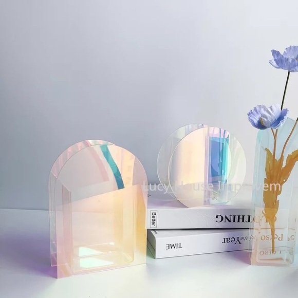 Nordic vase acrylic rainbow iridescent clear home decor flower vase container 1 - Picture 5 of 7